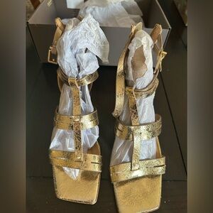 Franco Sarto Metallic Gold Gladiator Sandals
